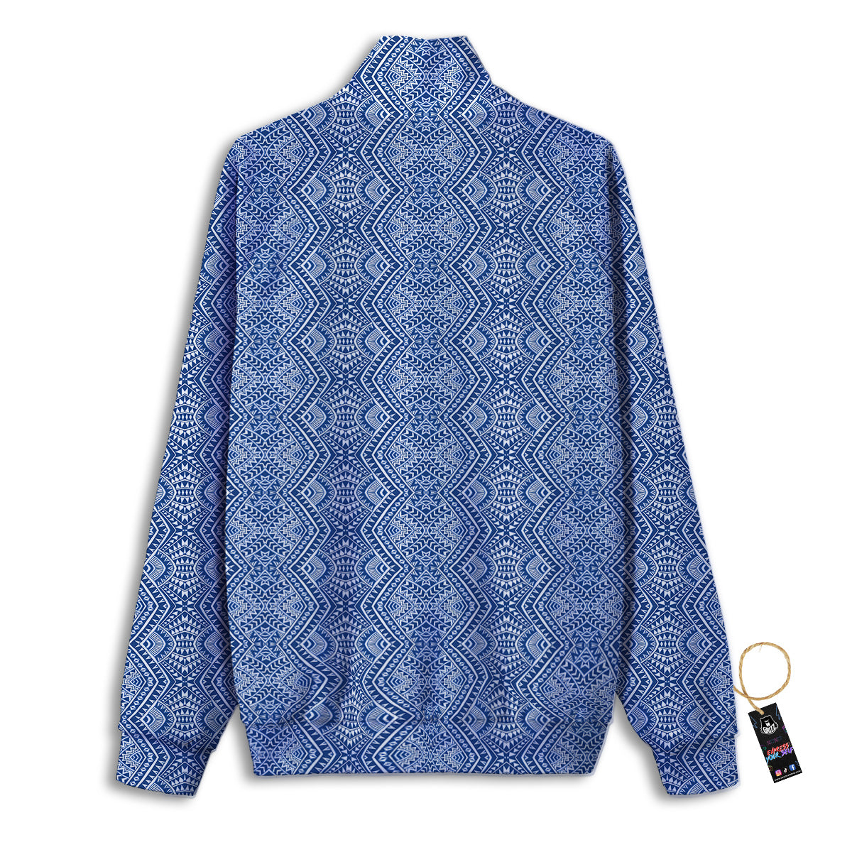 Polynesian Tribal Blue Maori Print Track Jacket-grizzshop