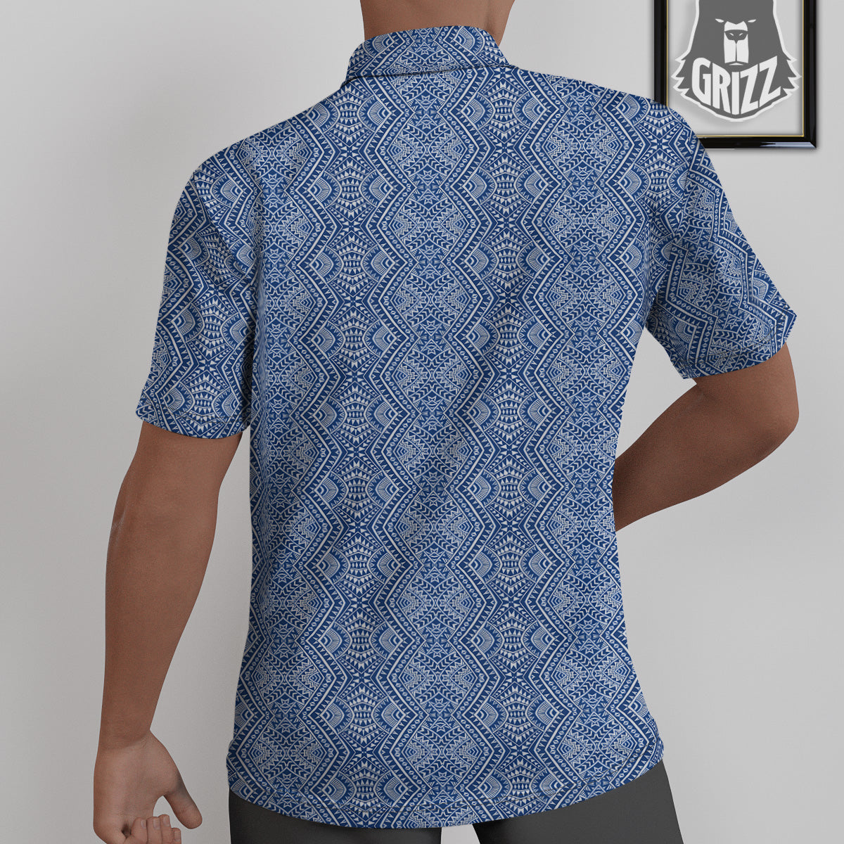 Polynesian Tribal Blue Maori Print Untucked Shirts-grizzshop