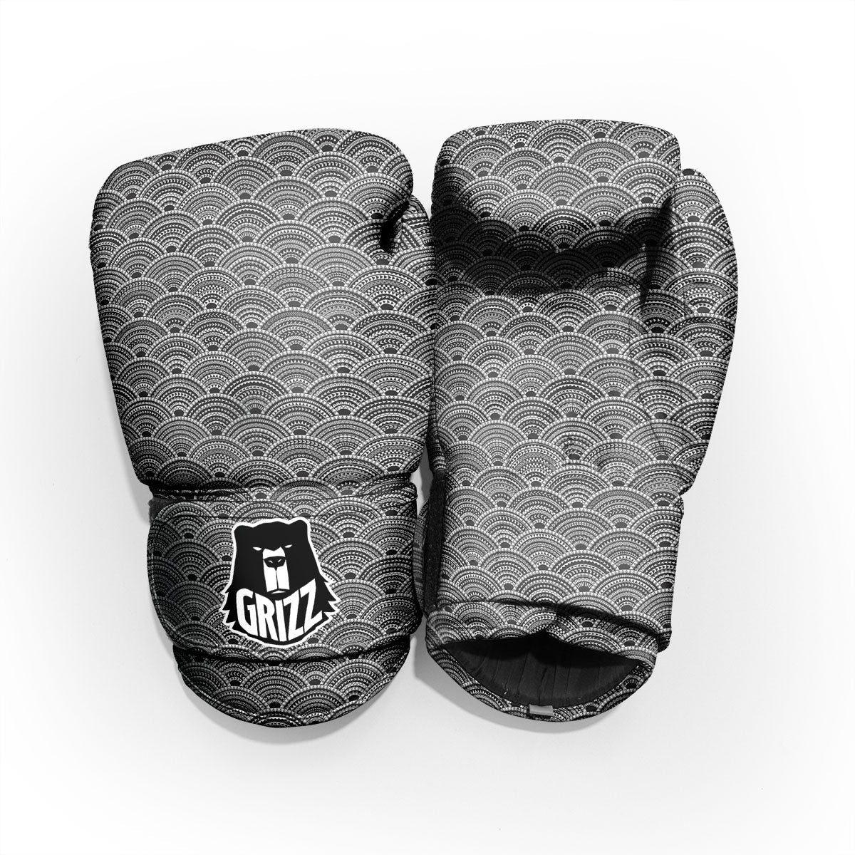 Polynesian White And Black Print Pattern Pro Boxing Glove