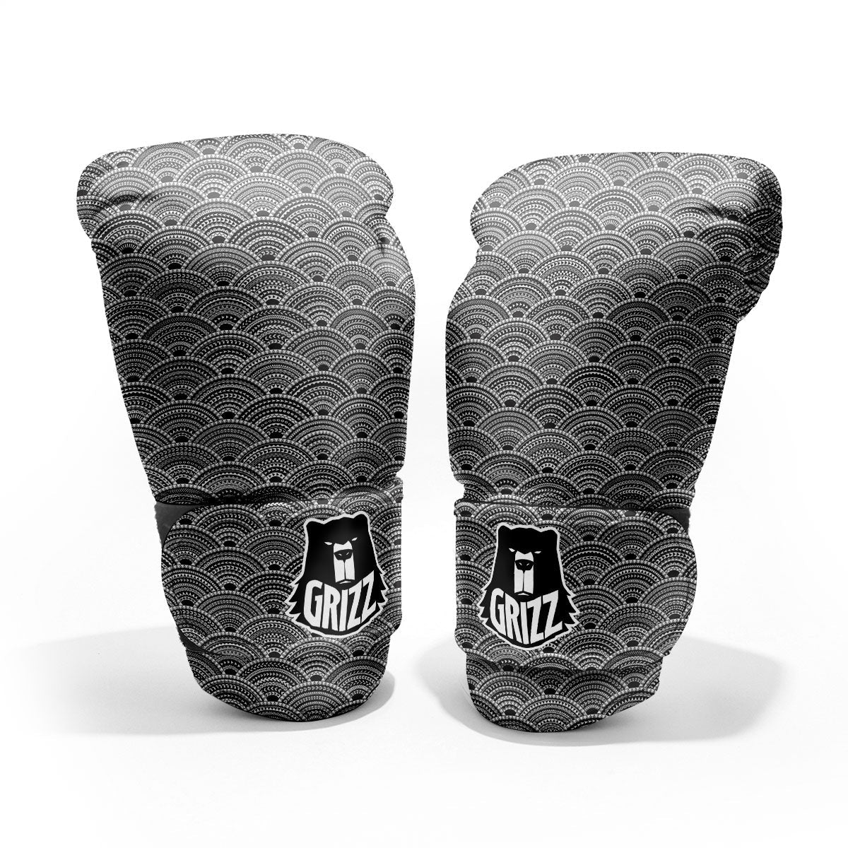 Polynesian White And Black Print Pattern Pro Boxing Glove