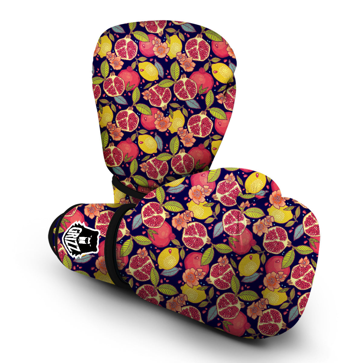 Pomegranate Print Pattern Boxing Gloves-grizzshop