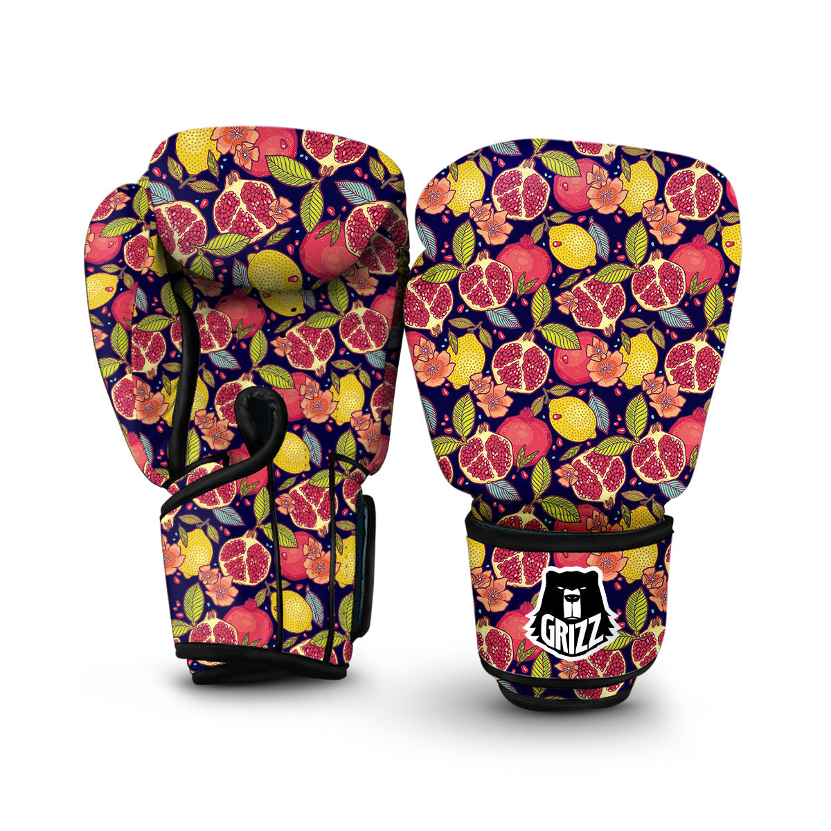 Pomegranate Print Pattern Boxing Gloves-grizzshop