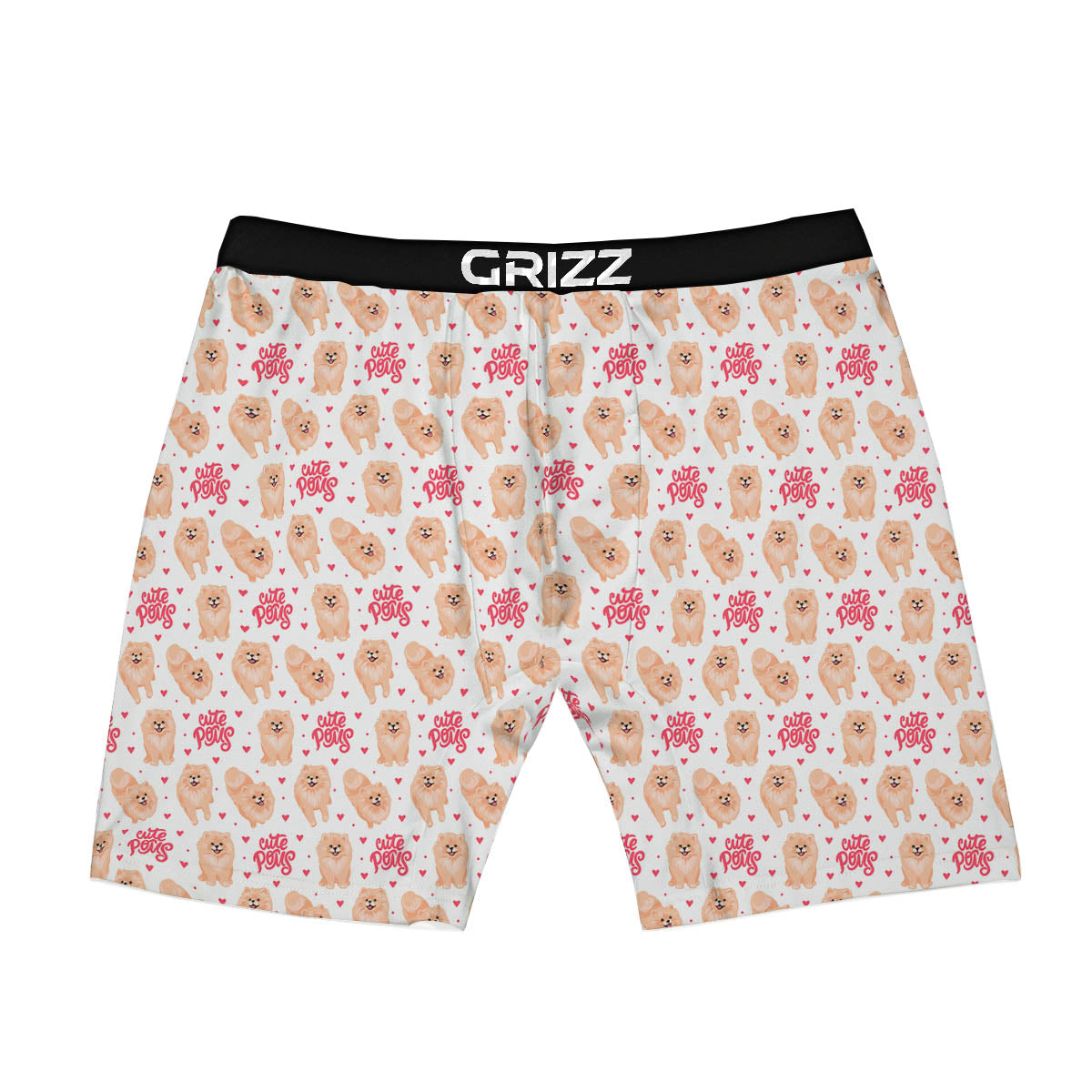 Pomeranian Cartoon Print Pattern Boxer Briefs-grizzshop