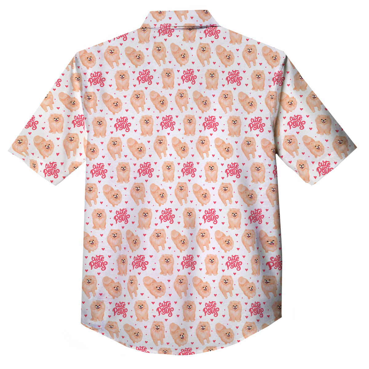 Pomeranian Cartoon Print Pattern Button Up Shirt-grizzshop