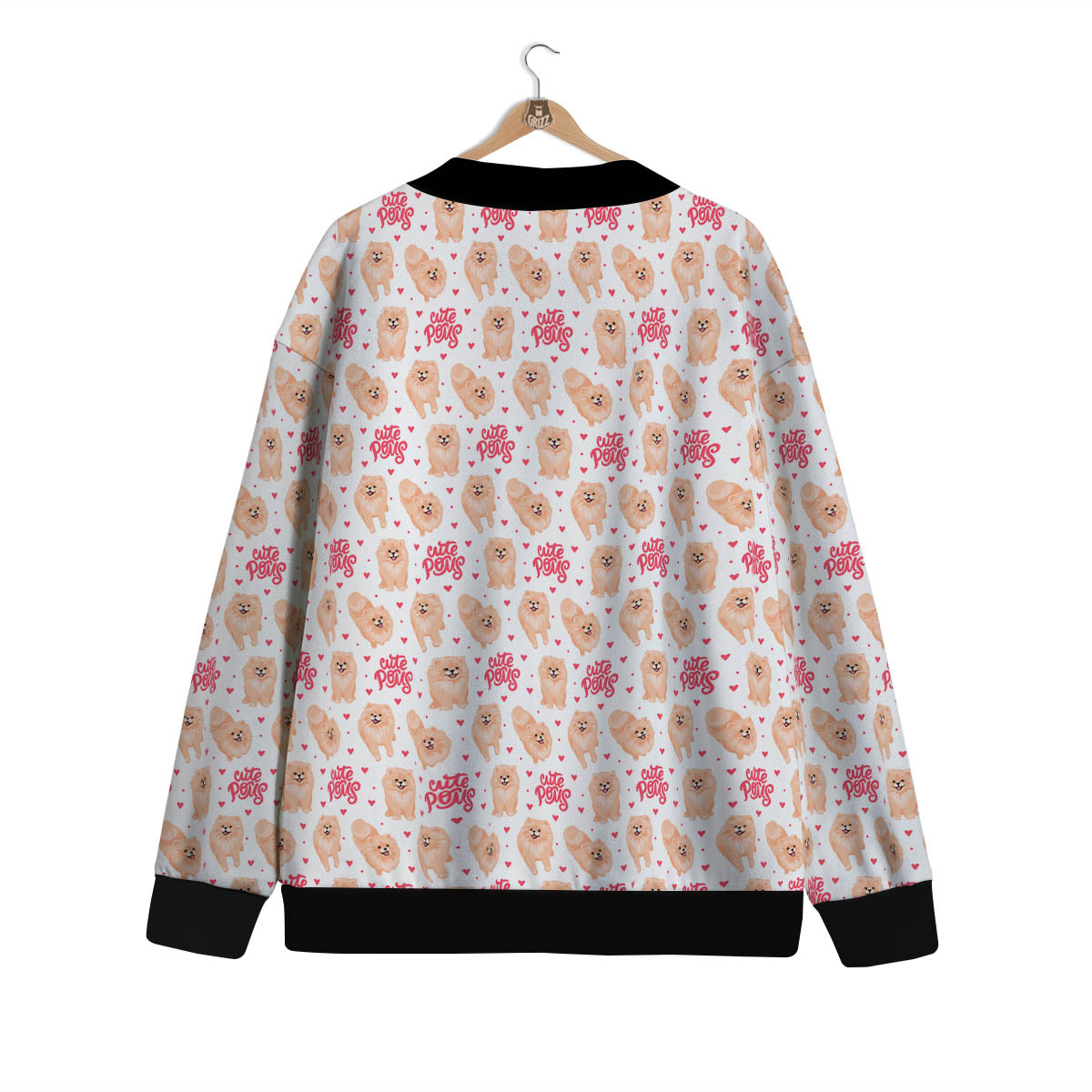 Pomeranian Cartoon Print Pattern Cardigan-grizzshop