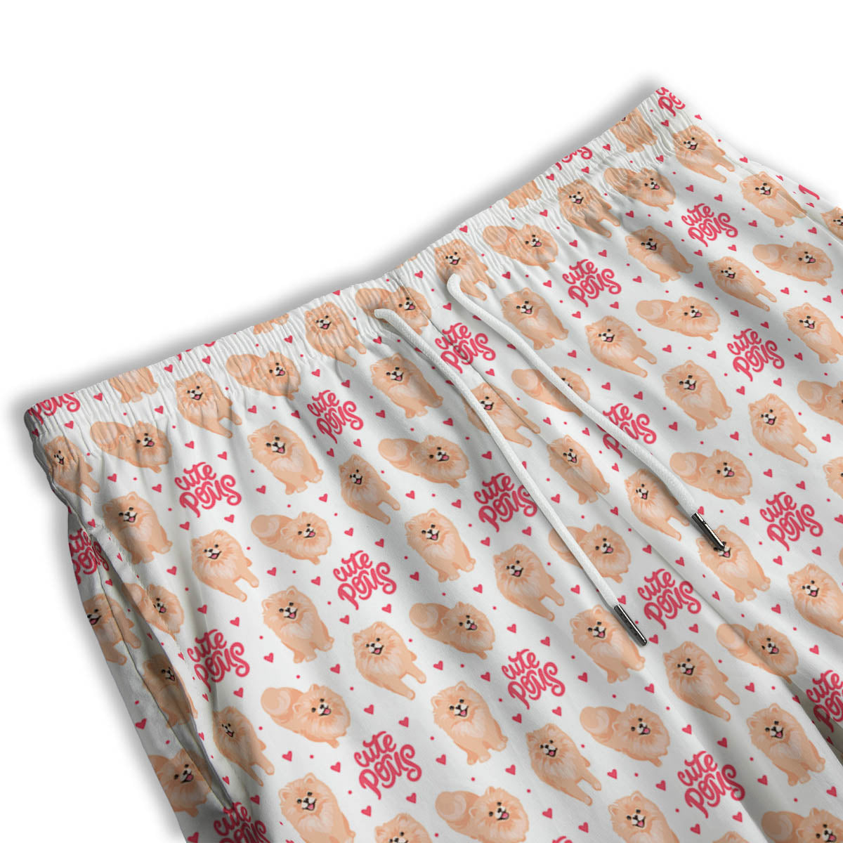 Pomeranian Cartoon Print Pattern Men's Athletic Shorts