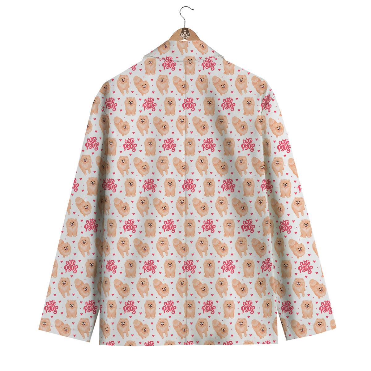 Pomeranian Cartoon Print Pattern Men's Blazer-grizzshop