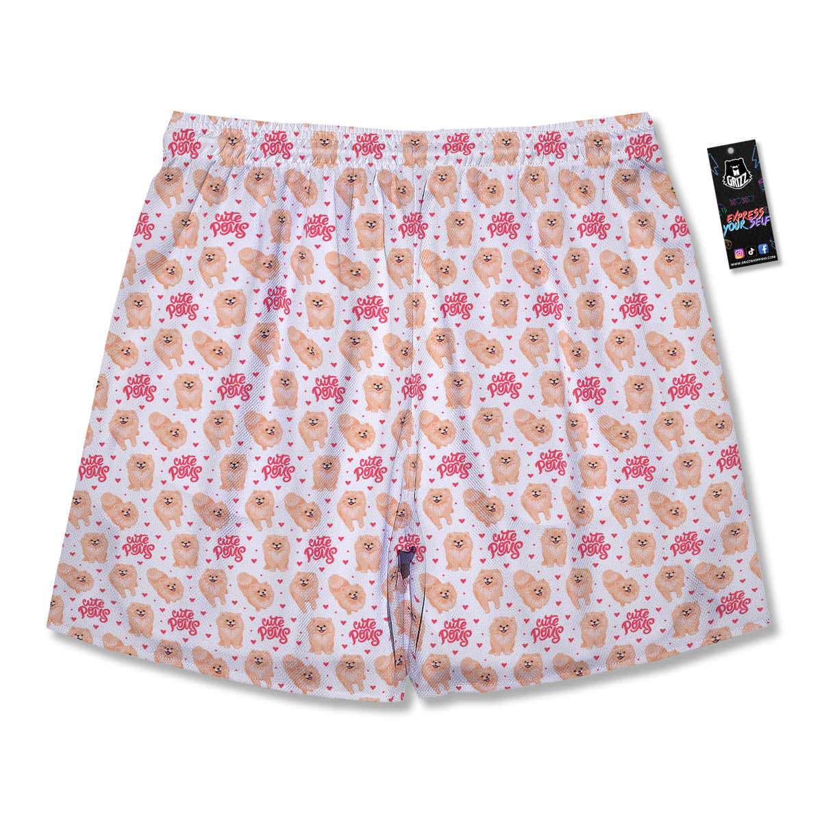 Pomeranian Cartoon Print Pattern Men's Running Shorts-grizzshop