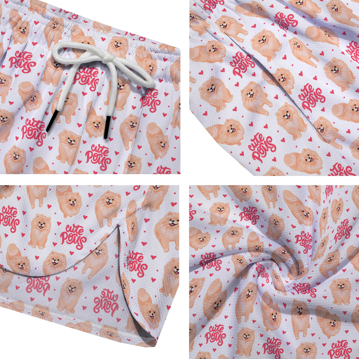 Pomeranian Cartoon Print Pattern Men's Running Shorts-grizzshop