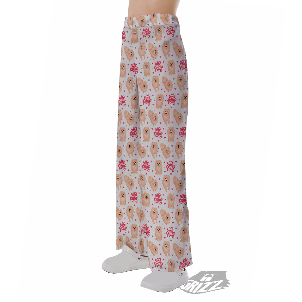 Pomeranian Cartoon Print Pattern Pajama Pants-grizzshop