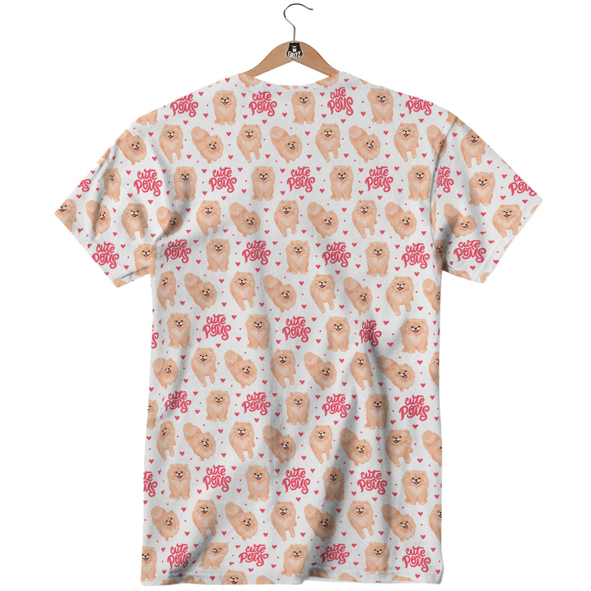 Pomeranian Cartoon Print Pattern T-Shirt-grizzshop