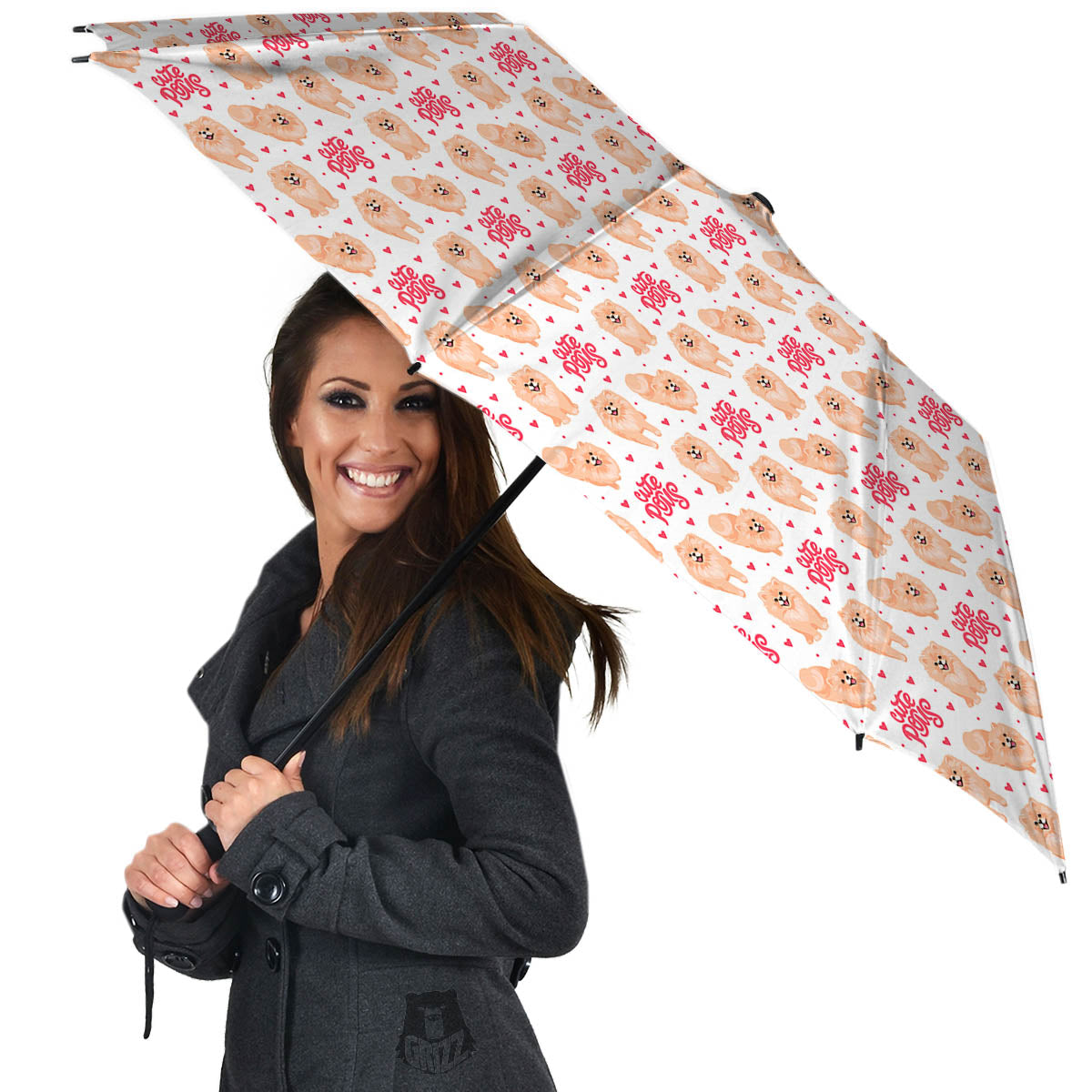 Pomeranian Cartoon Print Pattern Umbrella-grizzshop