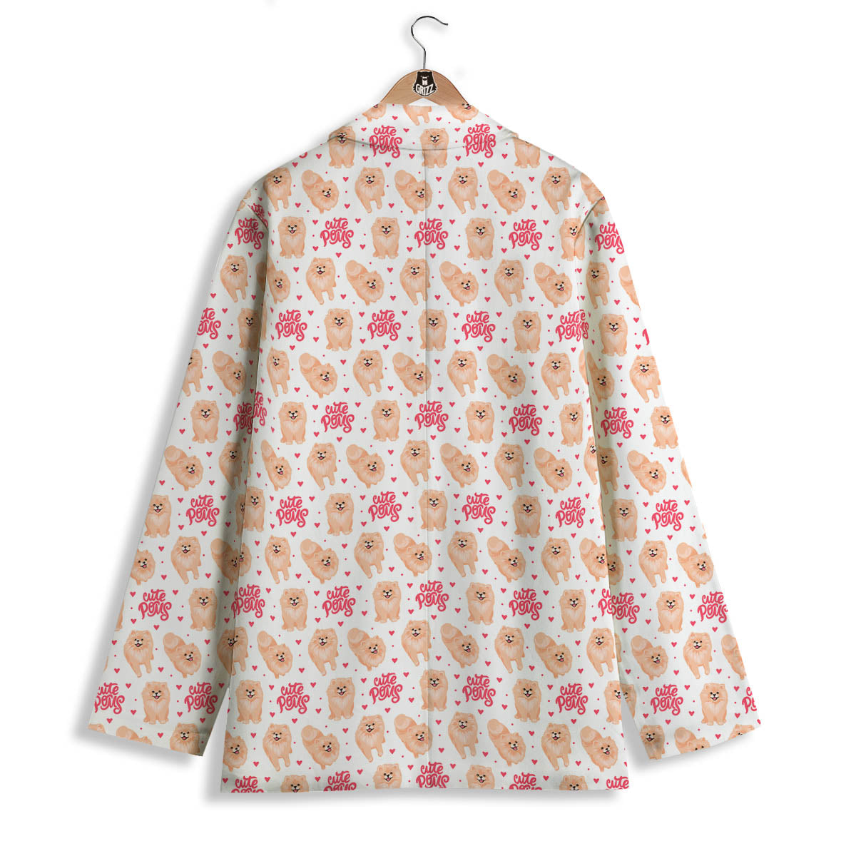 Pomeranian Cartoon Print Pattern Women's Blazer-grizzshop