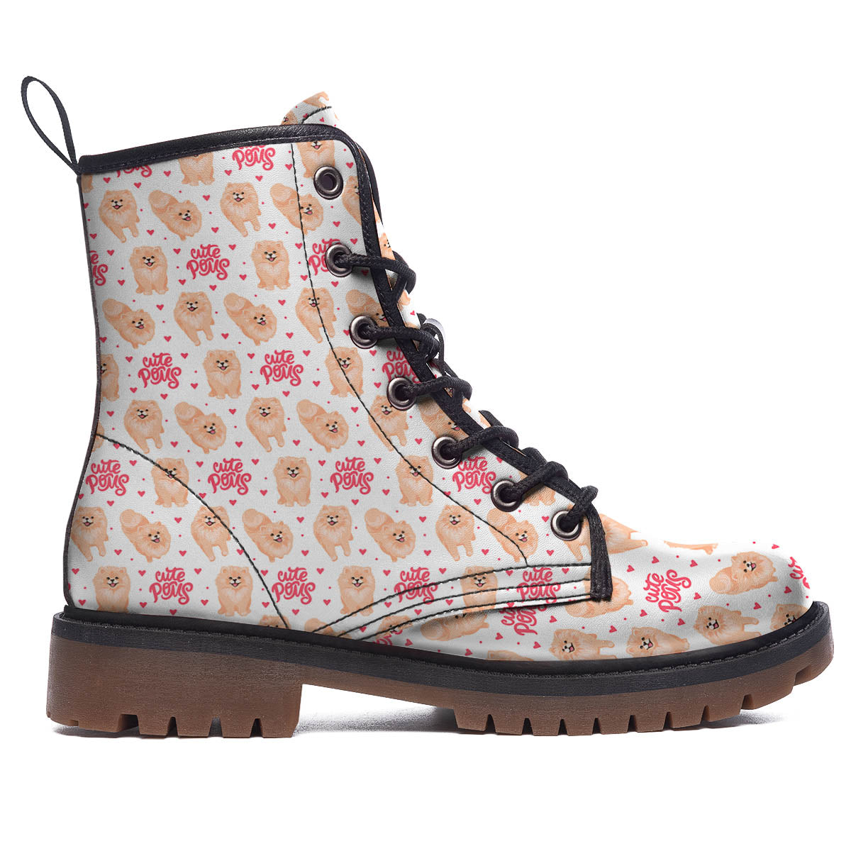 Pomeranian Cartoon Print Pattern Work Boots-grizzshop