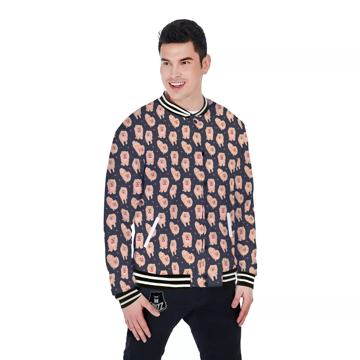 Pomeranian Cute Print Pattern Baseball Jacket-grizzshop