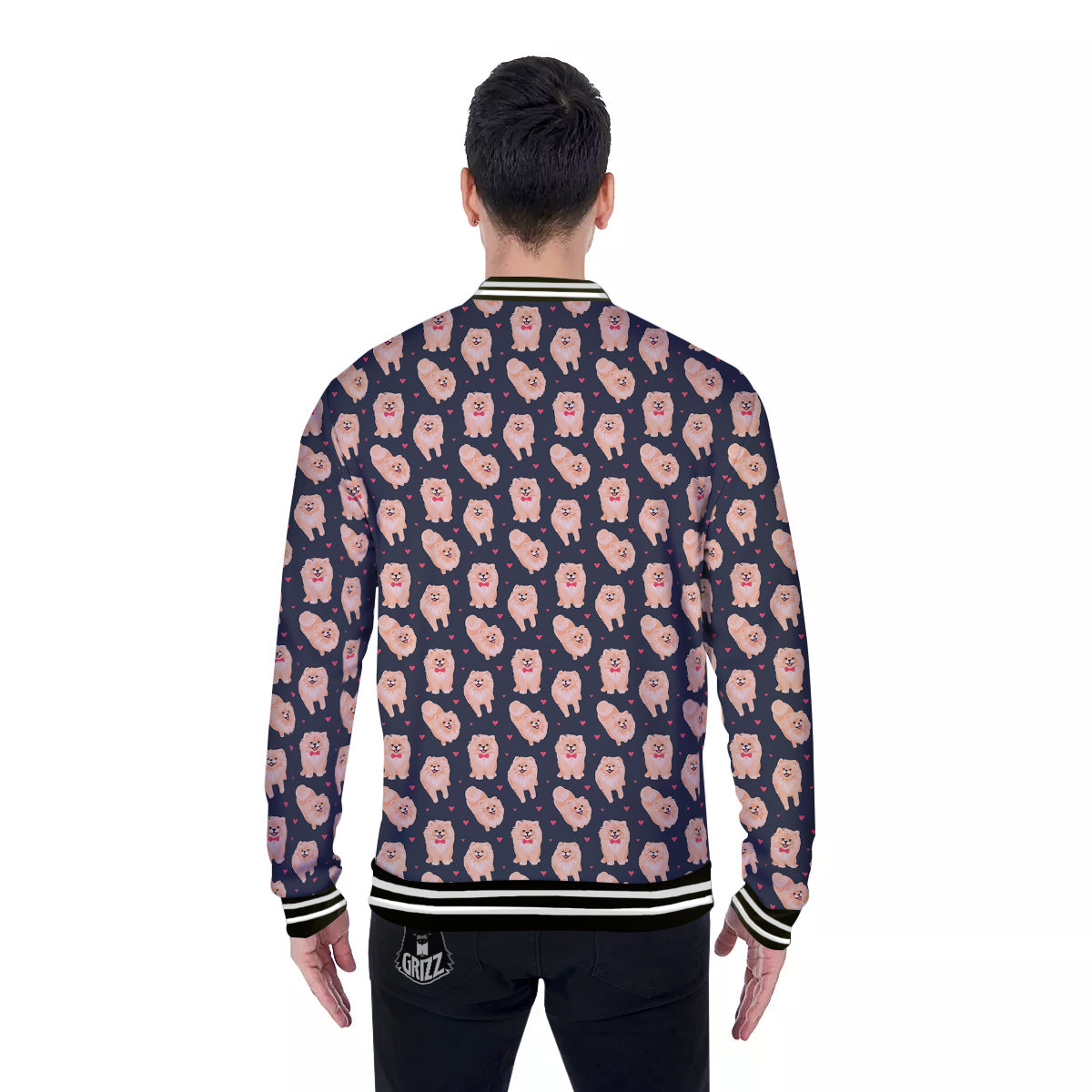 Pomeranian Cute Print Pattern Baseball Jacket-grizzshop
