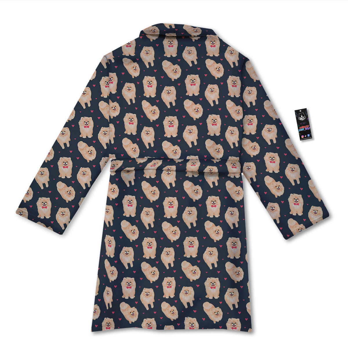 Pomeranian Cute Print Pattern Bathrobe-grizzshop