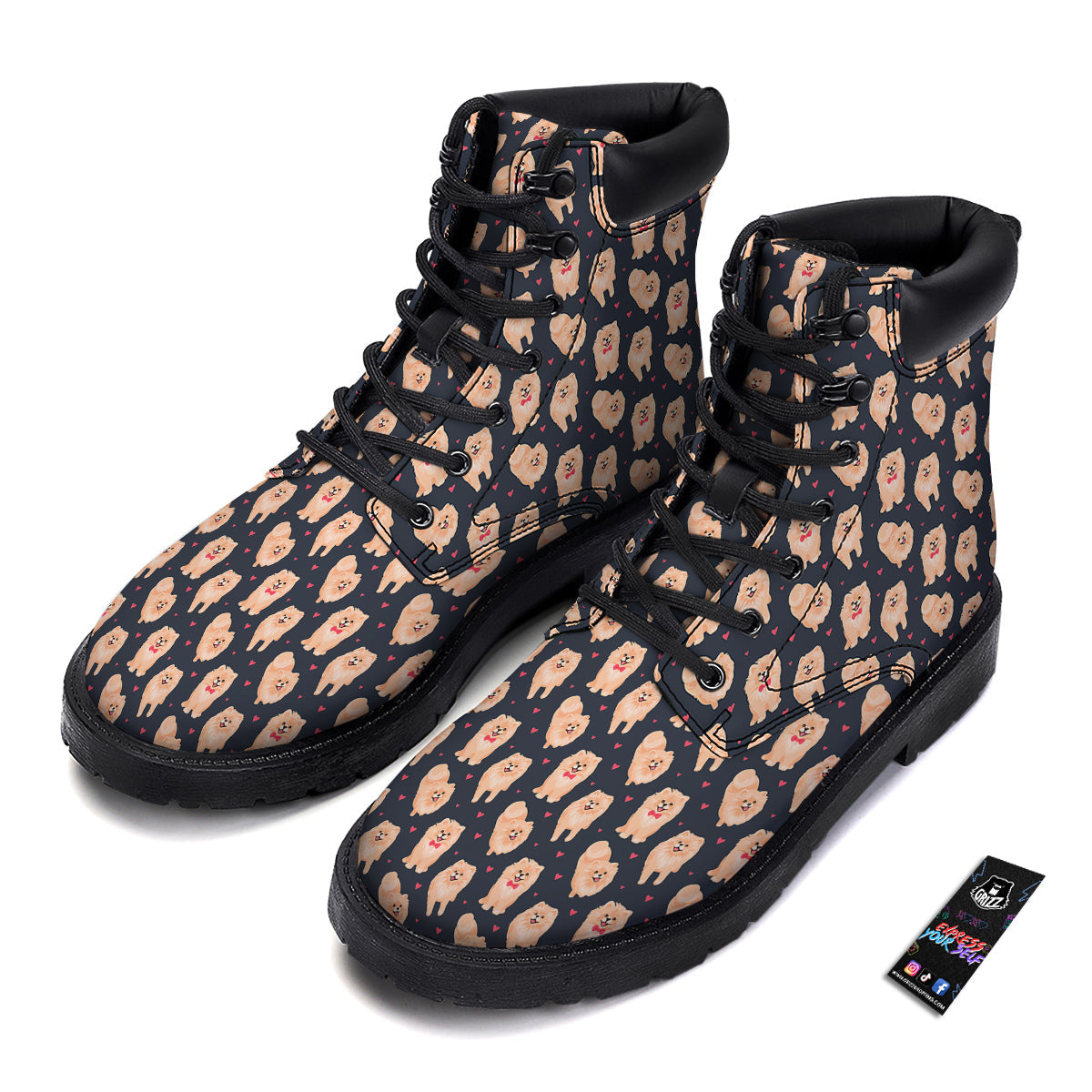 Pomeranian Cute Print Pattern Boots-grizzshop