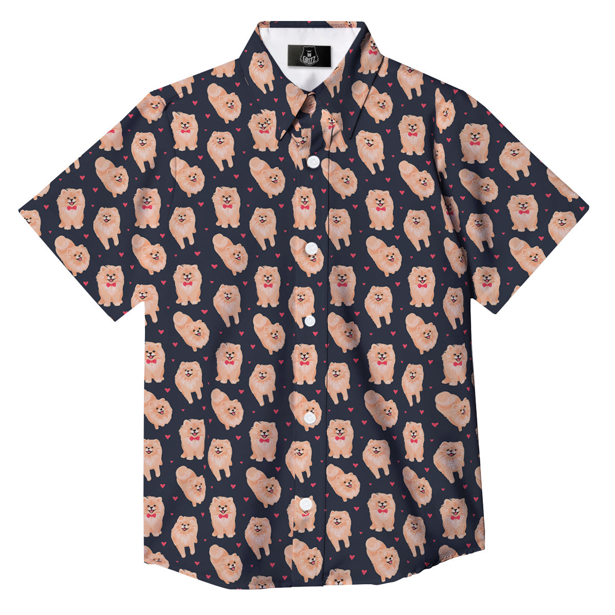 Pomeranian Cute Print Pattern Button Up Shirt-grizzshop