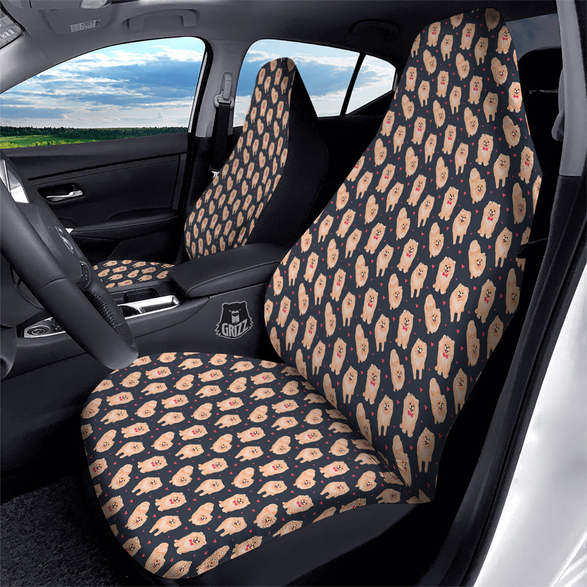 Pomeranian Cute Print Pattern Car Seat Covers-grizzshop