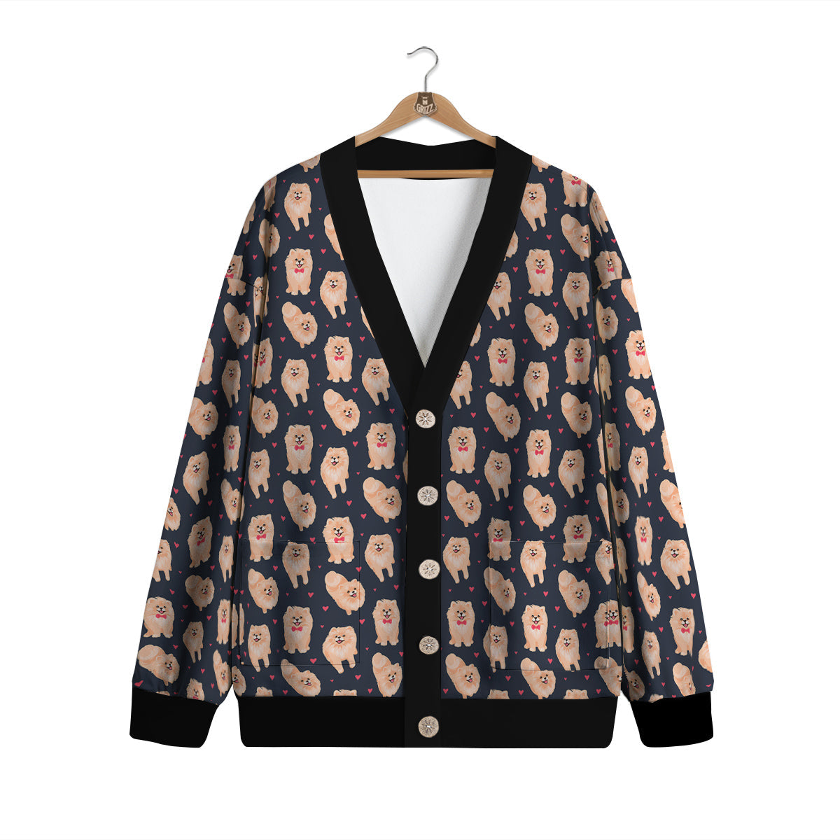 Pomeranian Cute Print Pattern Cardigan-grizzshop