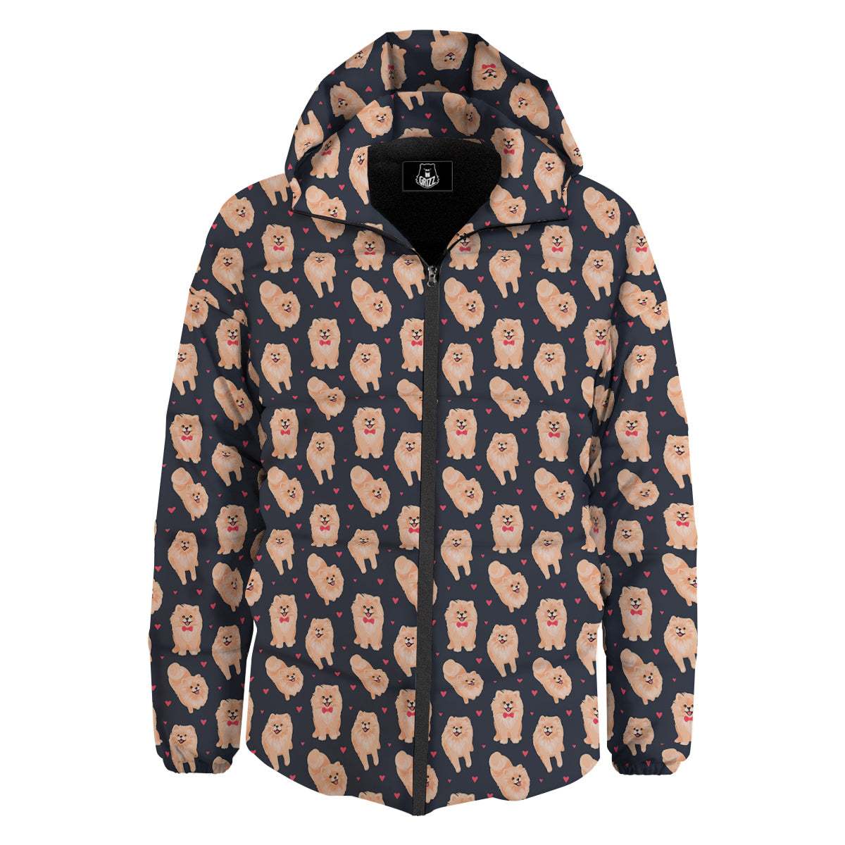 Pomeranian Cute Print Pattern Down Jacket-grizzshop