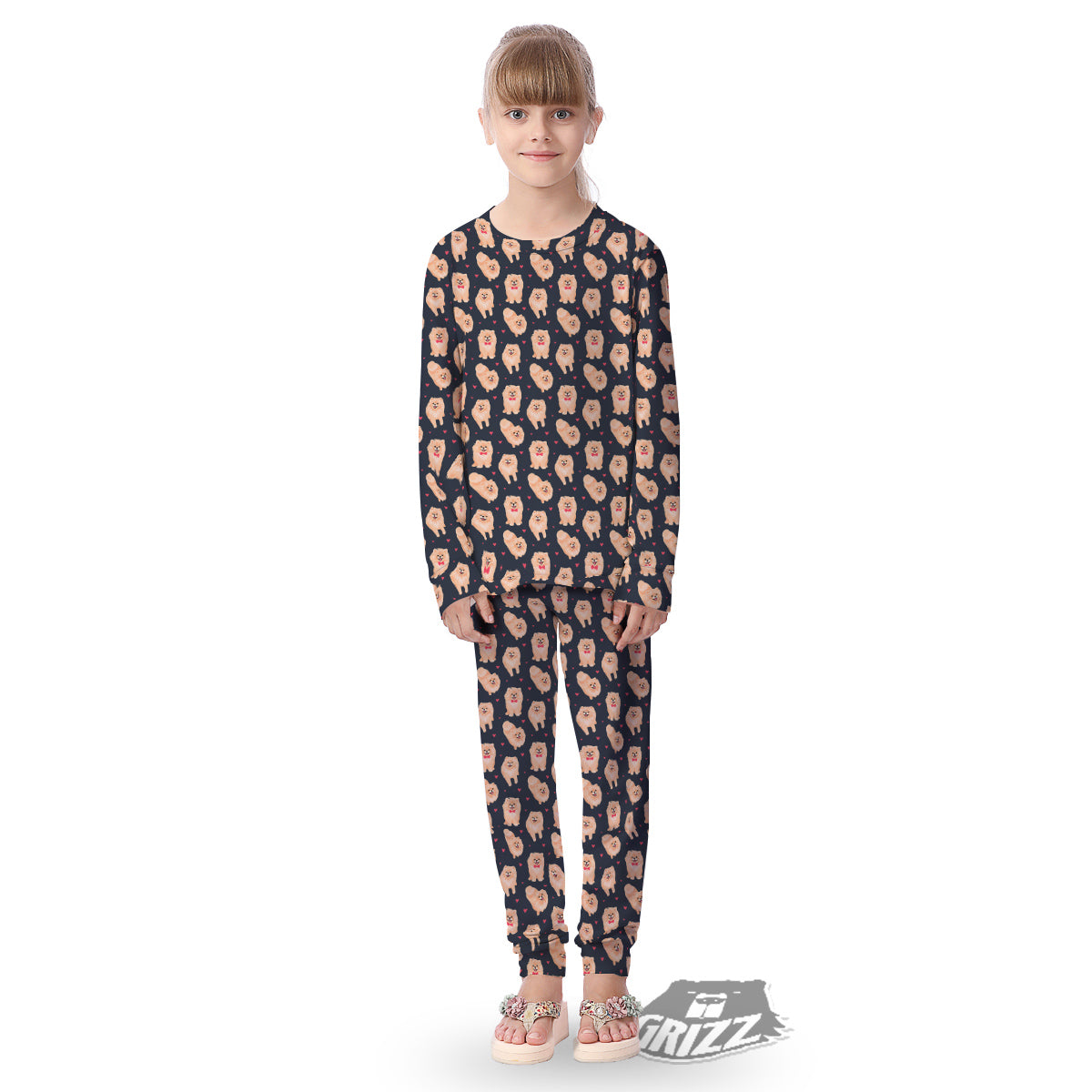 Pomeranian Cute Print Pattern Kid's Pajamas-grizzshop