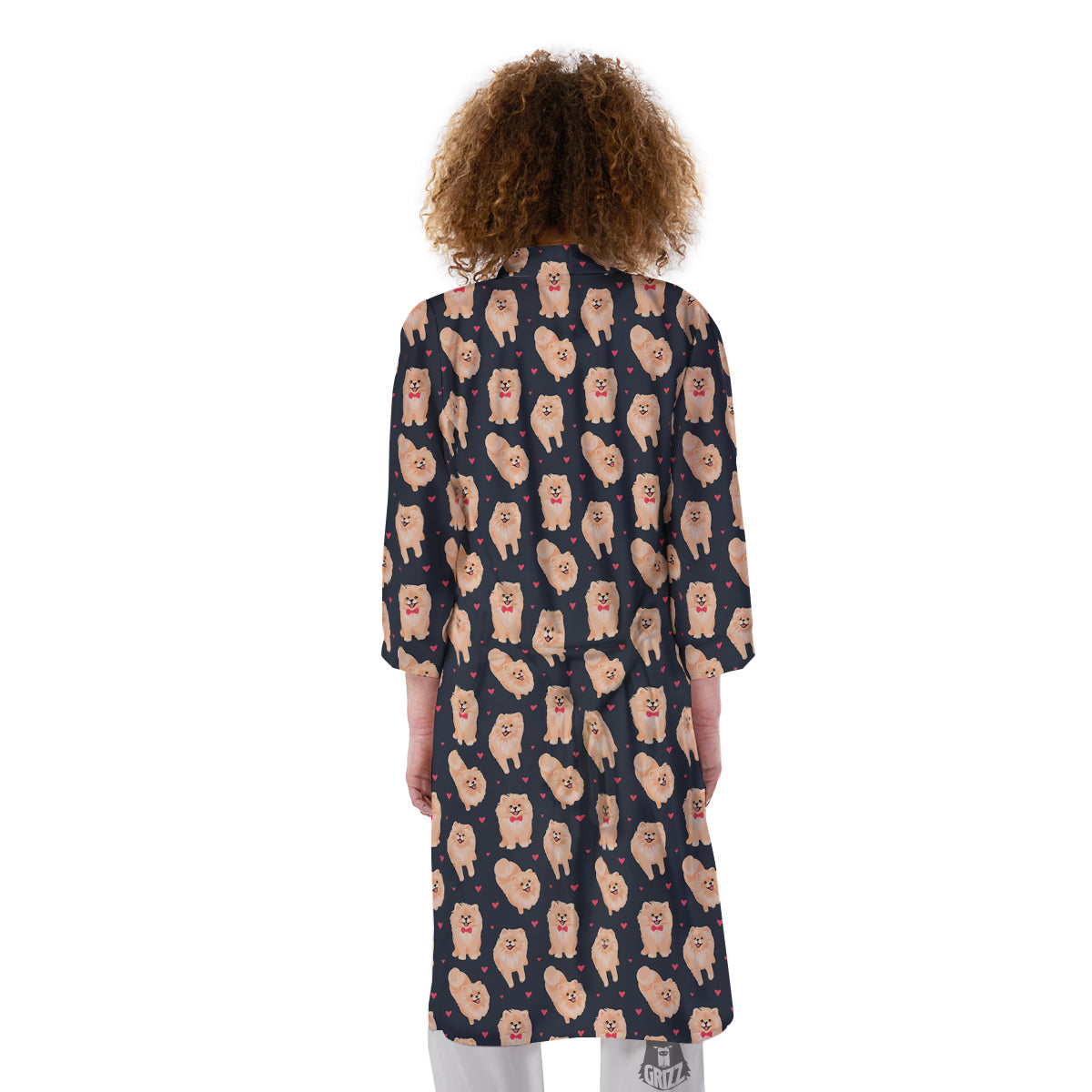 Pomeranian Cute Print Pattern Kimono-grizzshop