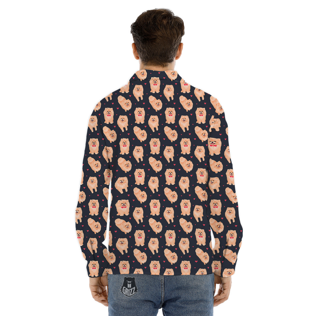 Pomeranian Cute Print Pattern Men's Dress Shirts-grizzshop