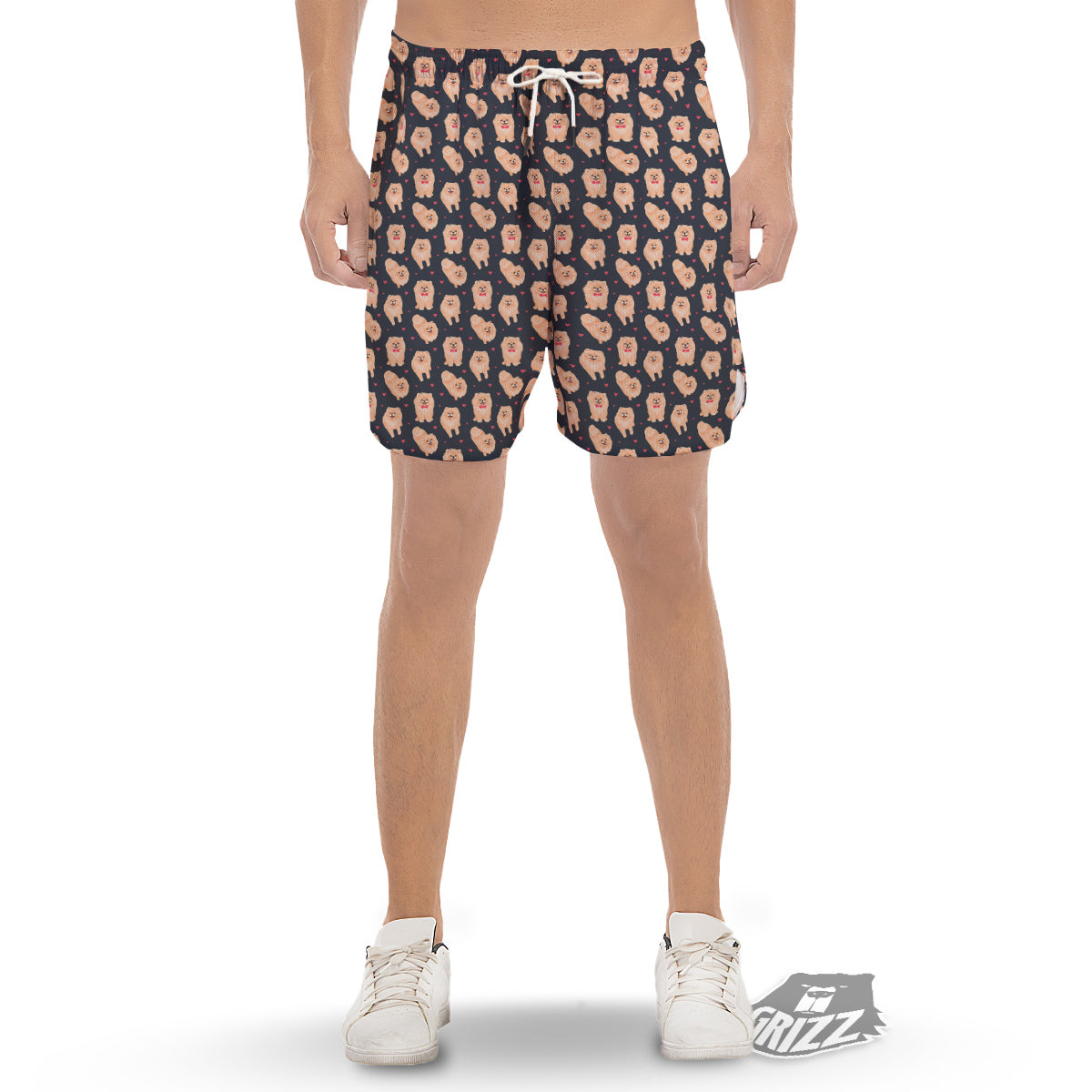 Pomeranian Cute Print Pattern Men's Gym Shorts-grizzshop