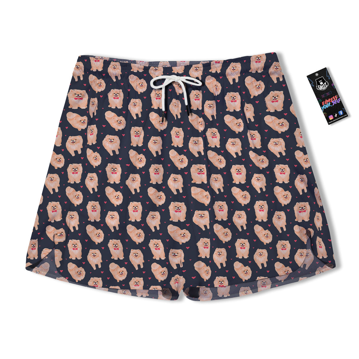 Pomeranian Cute Print Pattern Men's Running Shorts-grizzshop