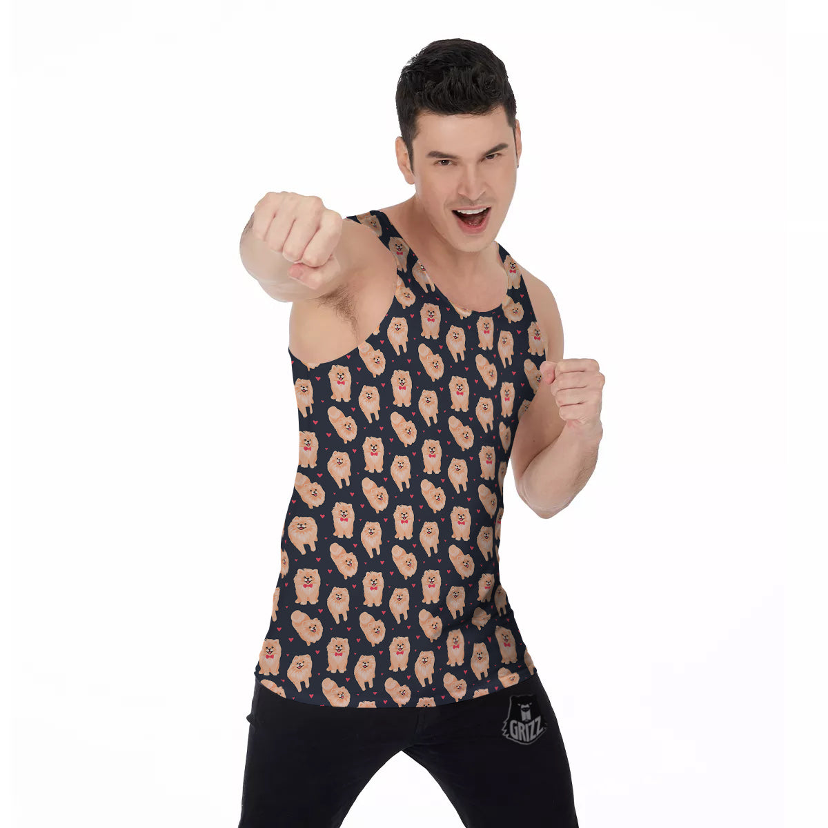 Pomeranian Cute Print Pattern Men's Tank Top-grizzshop