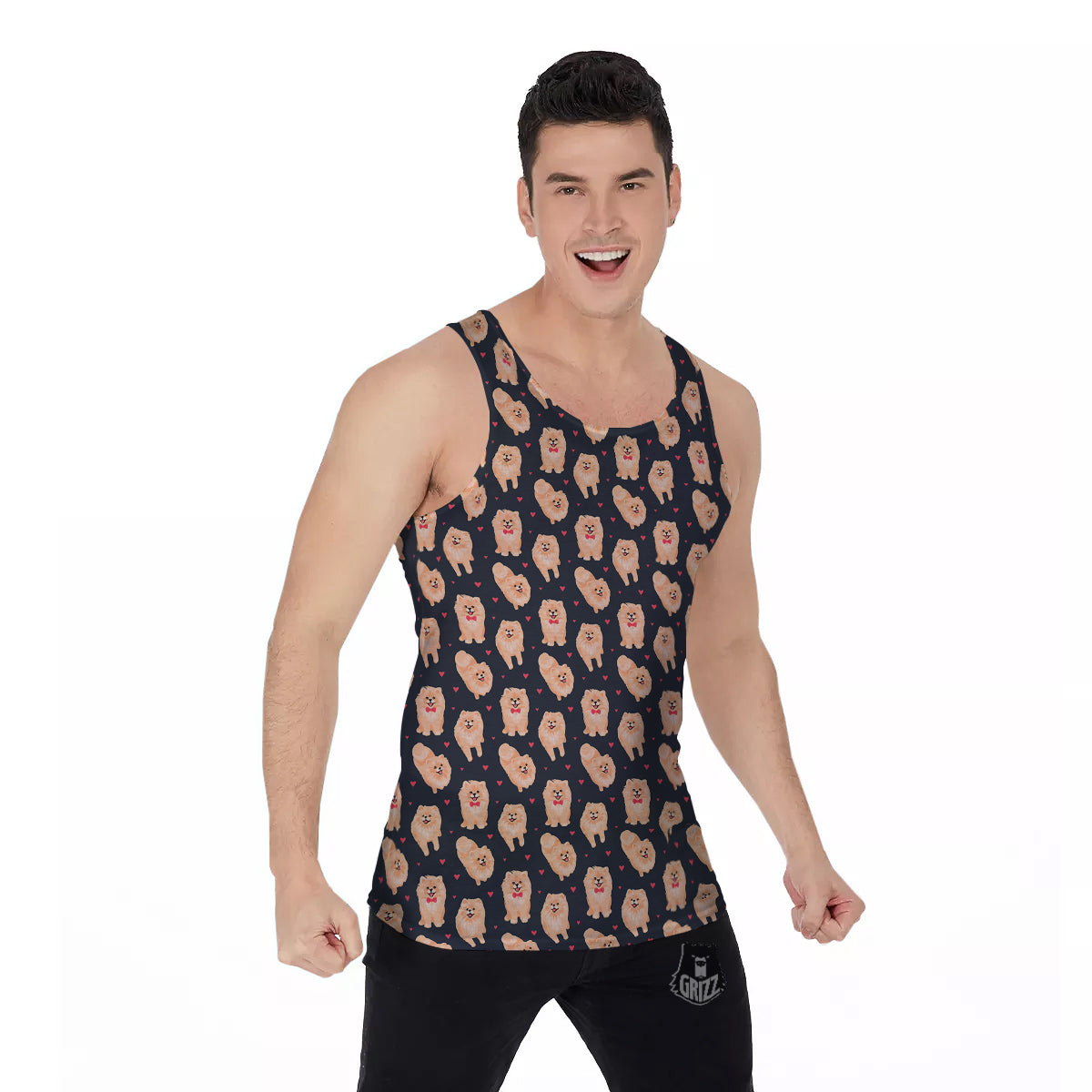 Pomeranian Cute Print Pattern Men's Tank Top-grizzshop