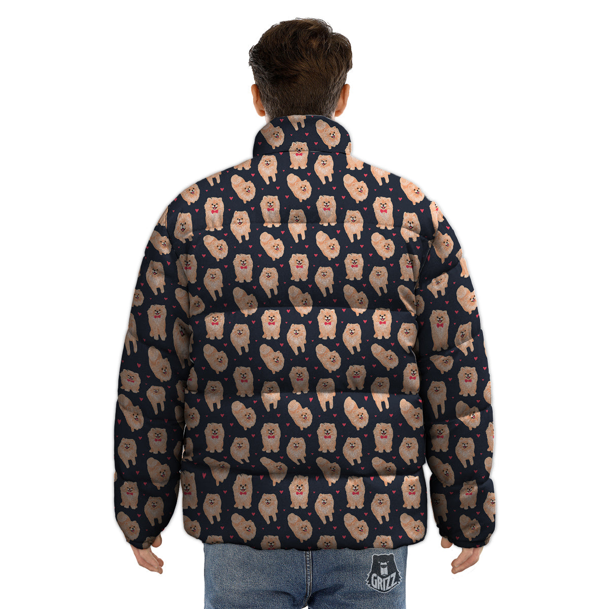 Pomeranian Cute Print Pattern Puffer Jacket-grizzshop