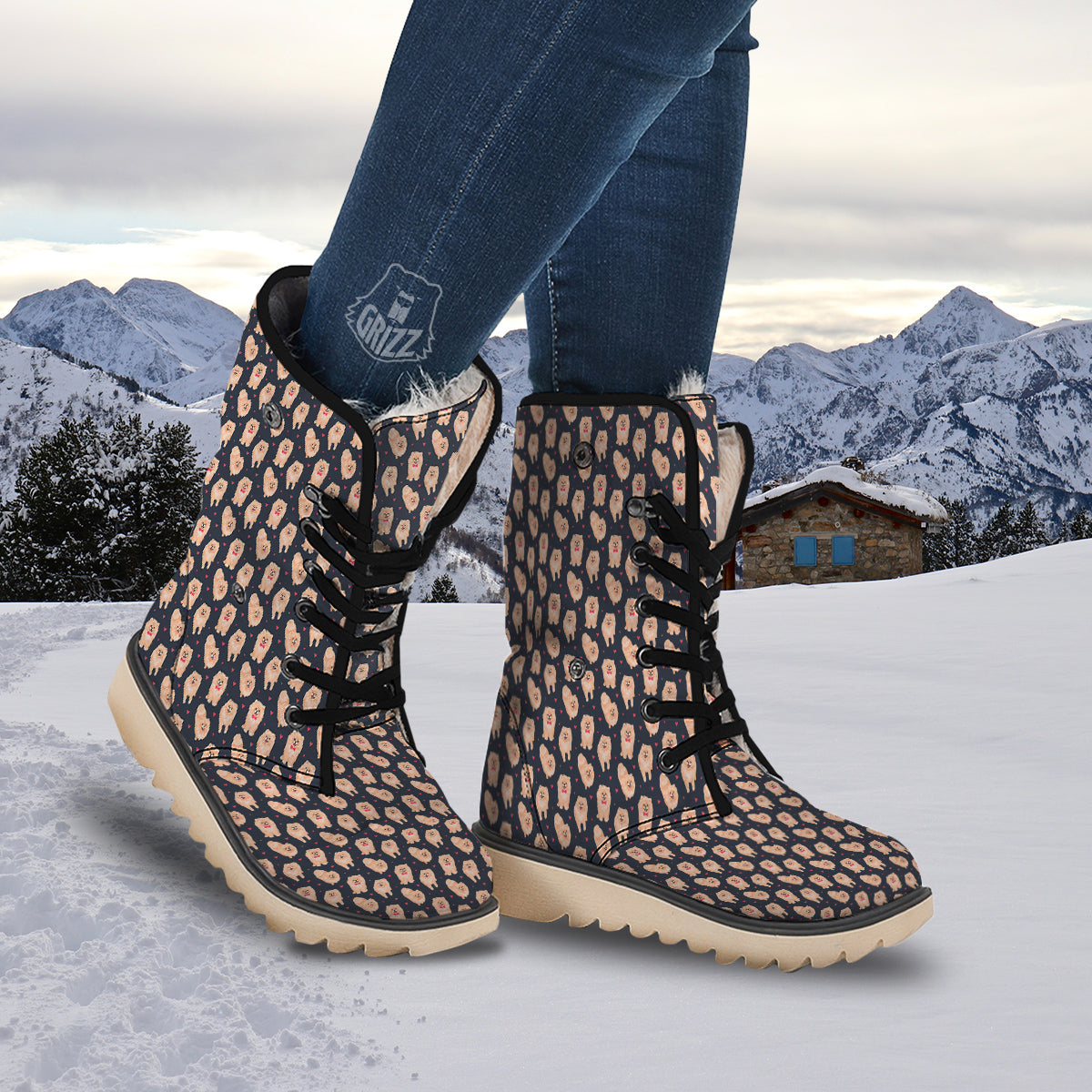 Pomeranian Cute Print Pattern Snow Boots-grizzshop