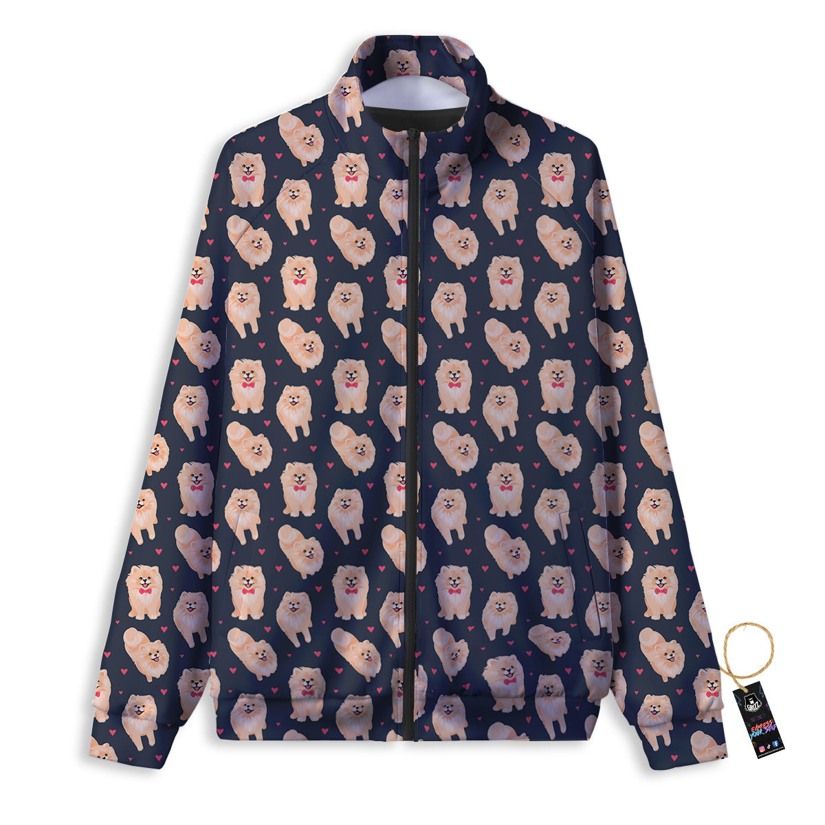 Pomeranian Cute Print Pattern Track Jacket-grizzshop
