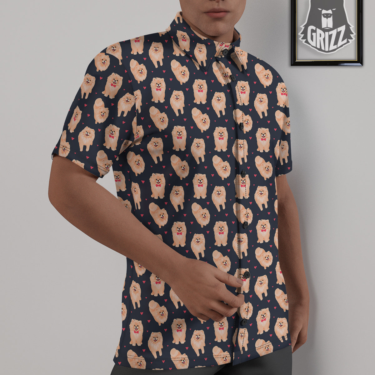 Pomeranian Cute Print Pattern Untucked Shirts-grizzshop