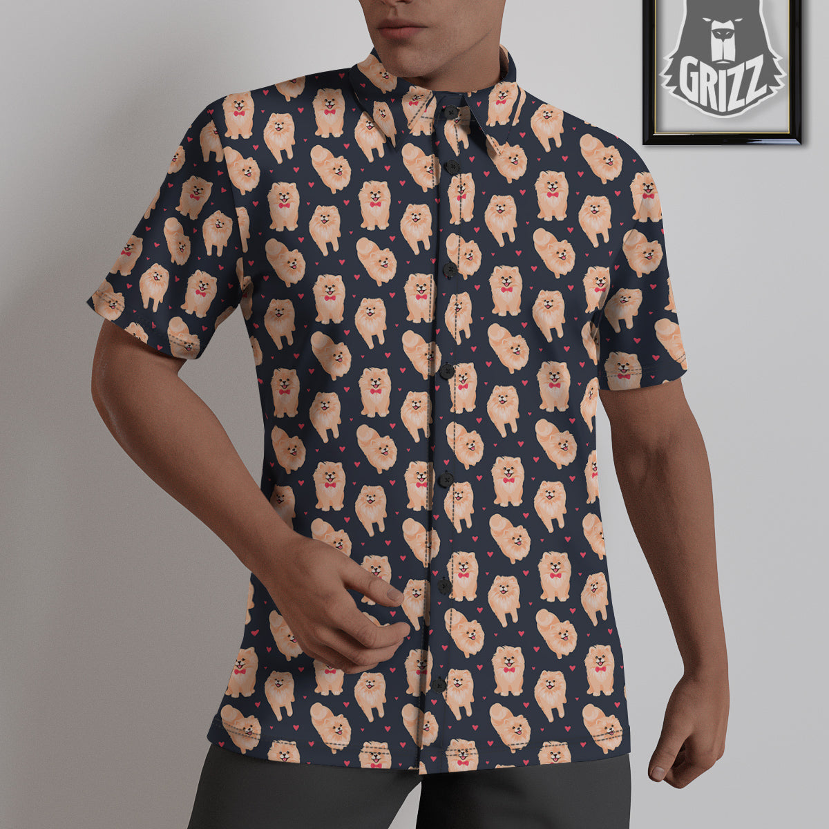 Pomeranian Cute Print Pattern Untucked Shirts-grizzshop