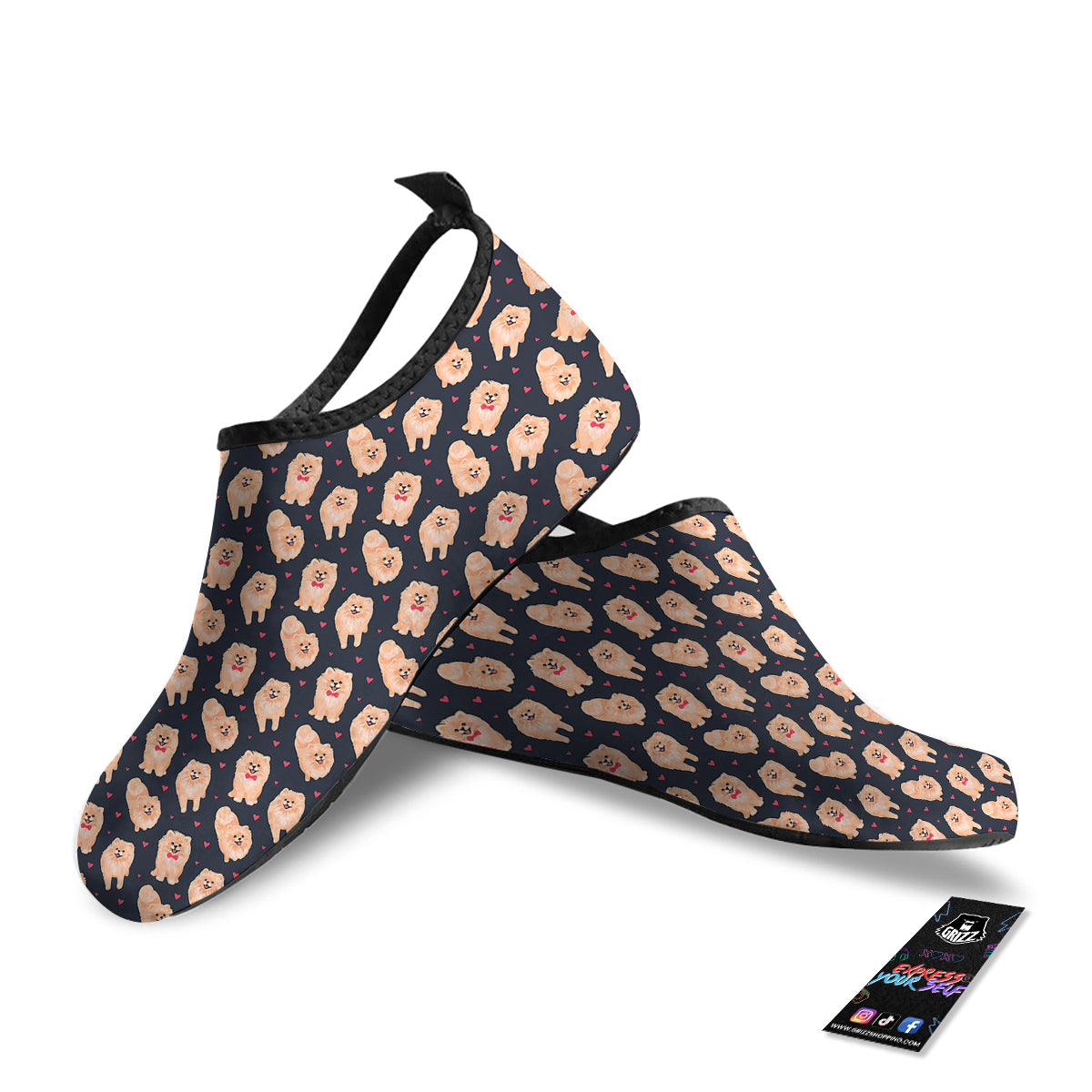 Pomeranian Cute Print Pattern Water Shoes-grizzshop