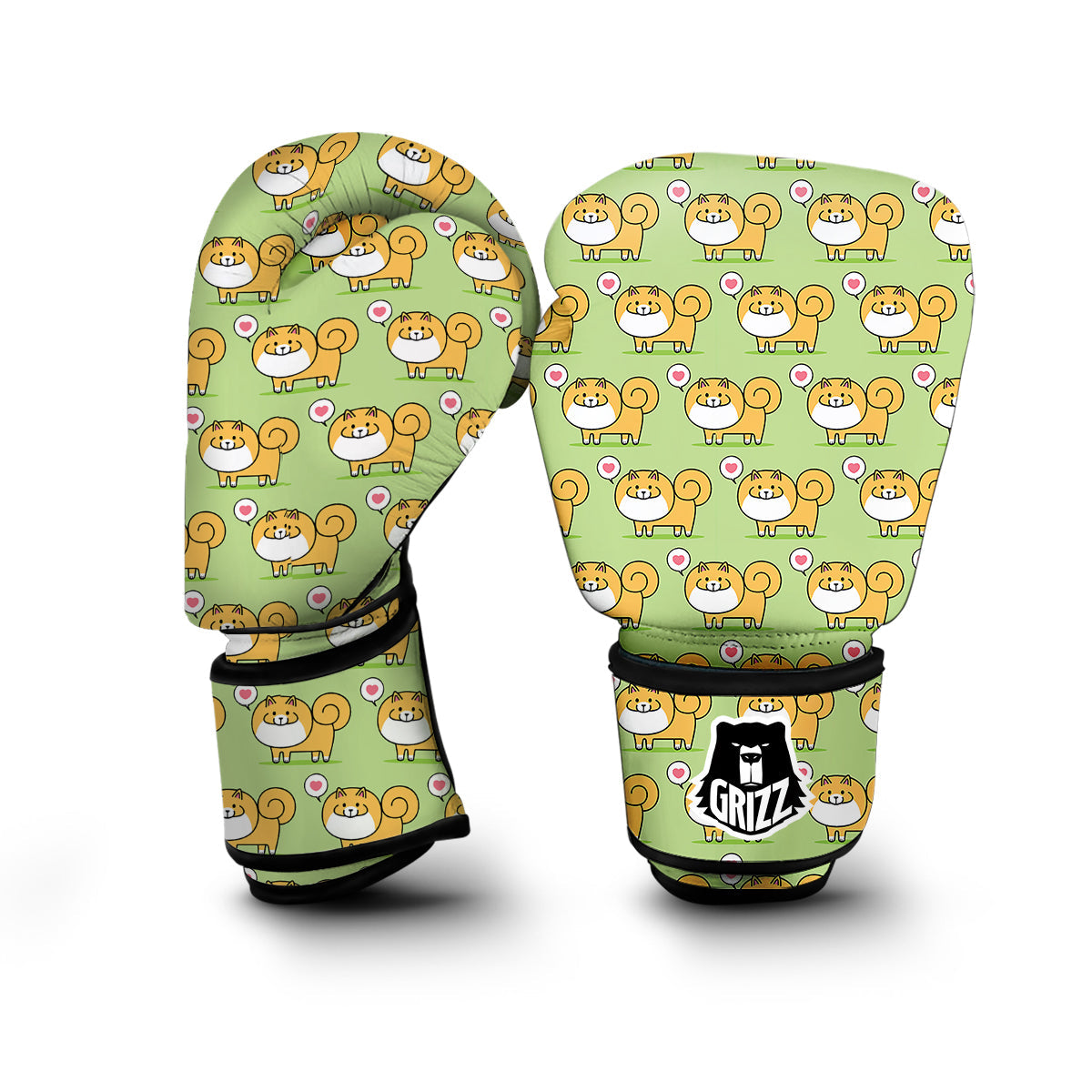 Pomeranian Dog Pattern Print Boxing Gloves-grizzshop