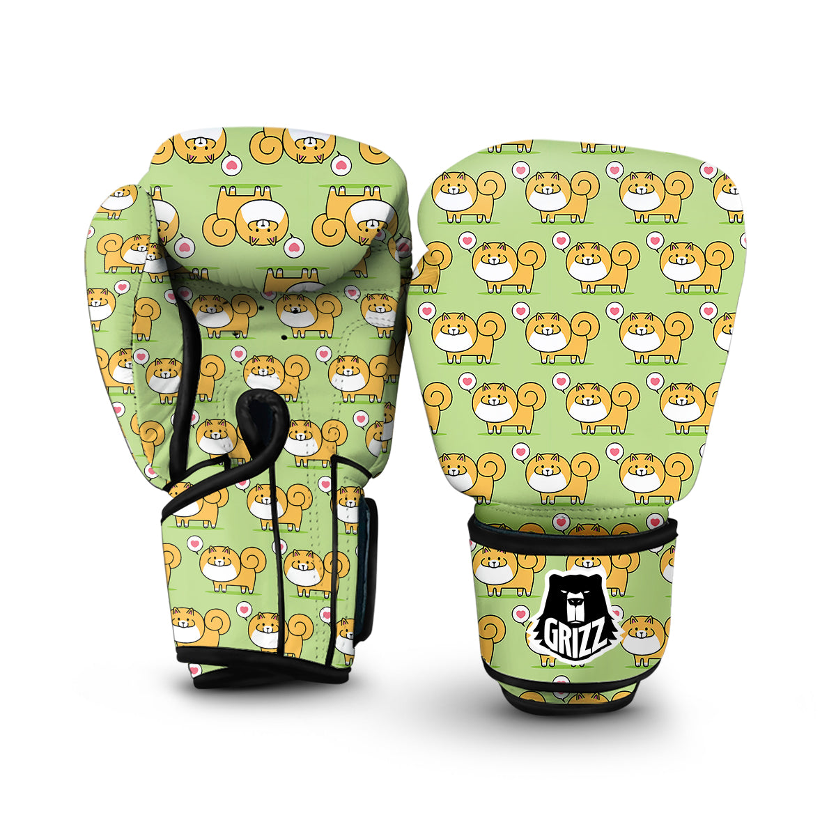 Pomeranian Dog Pattern Print Boxing Gloves-grizzshop