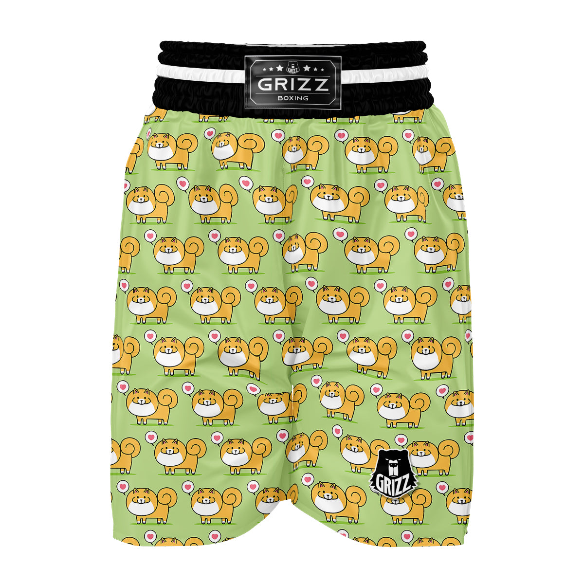 Pomeranian Dog Pattern Print Boxing Shorts-grizzshop