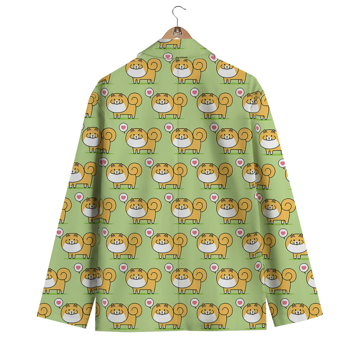 Pomeranian Dog Pattern Print Men's Blazer-grizzshop