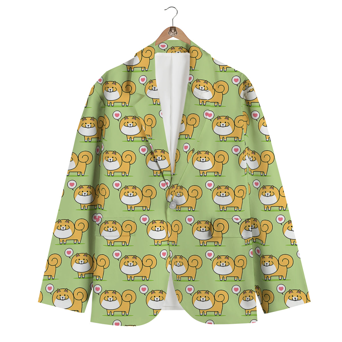 Pomeranian Dog Pattern Print Men's Blazer-grizzshop