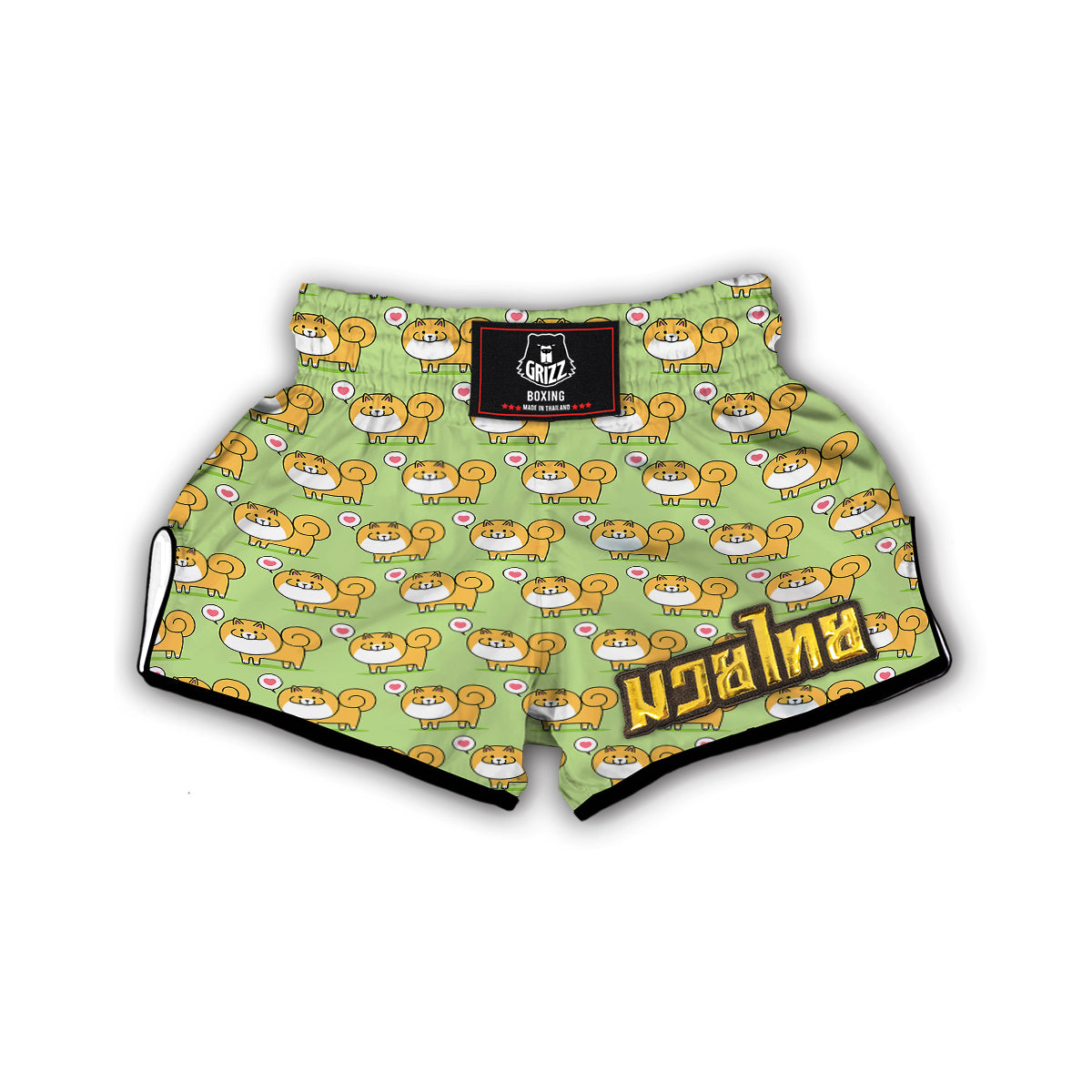Pomeranian Dog Pattern Print Muay Thai Boxing Shorts-grizzshop