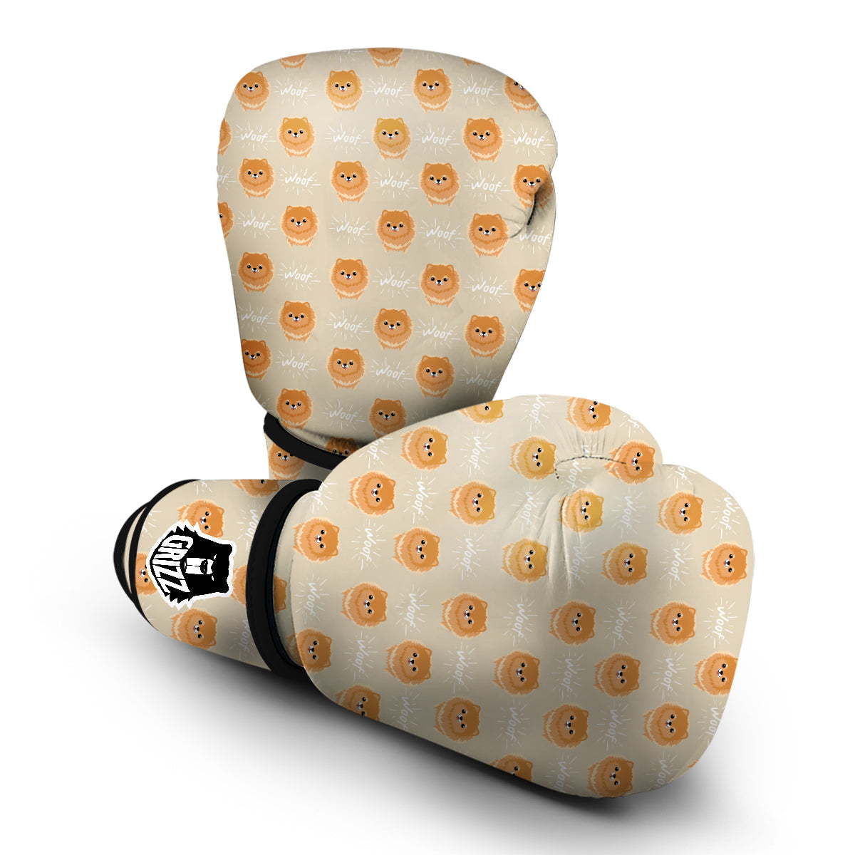 Pomeranian Dog Print Pattern Boxing Gloves-grizzshop