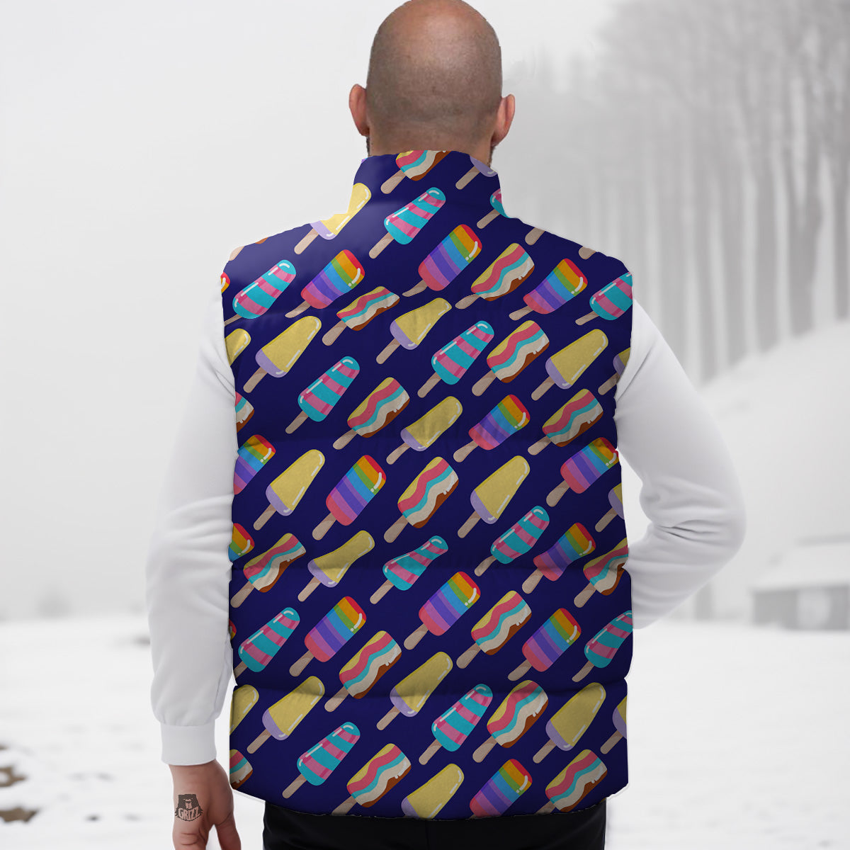 Pomeranian Dog Print Pattern Down Vest