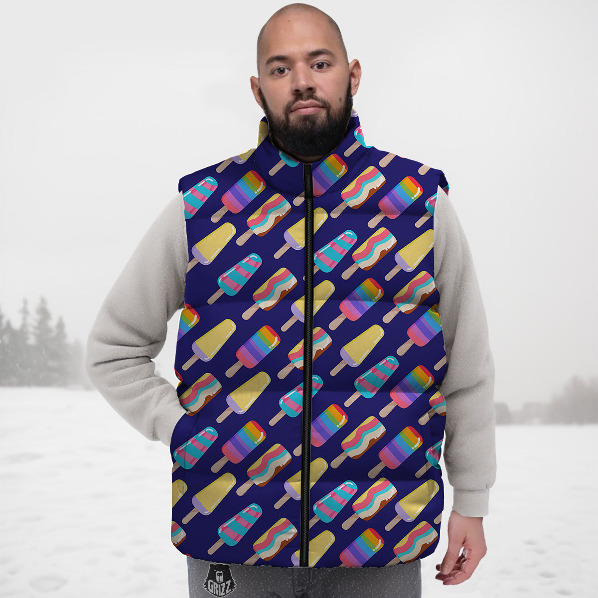 Pomeranian Dog Print Pattern Down Vest