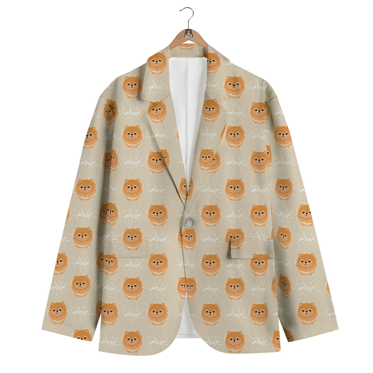 Pomeranian Dog Print Pattern Men's Blazer-grizzshop