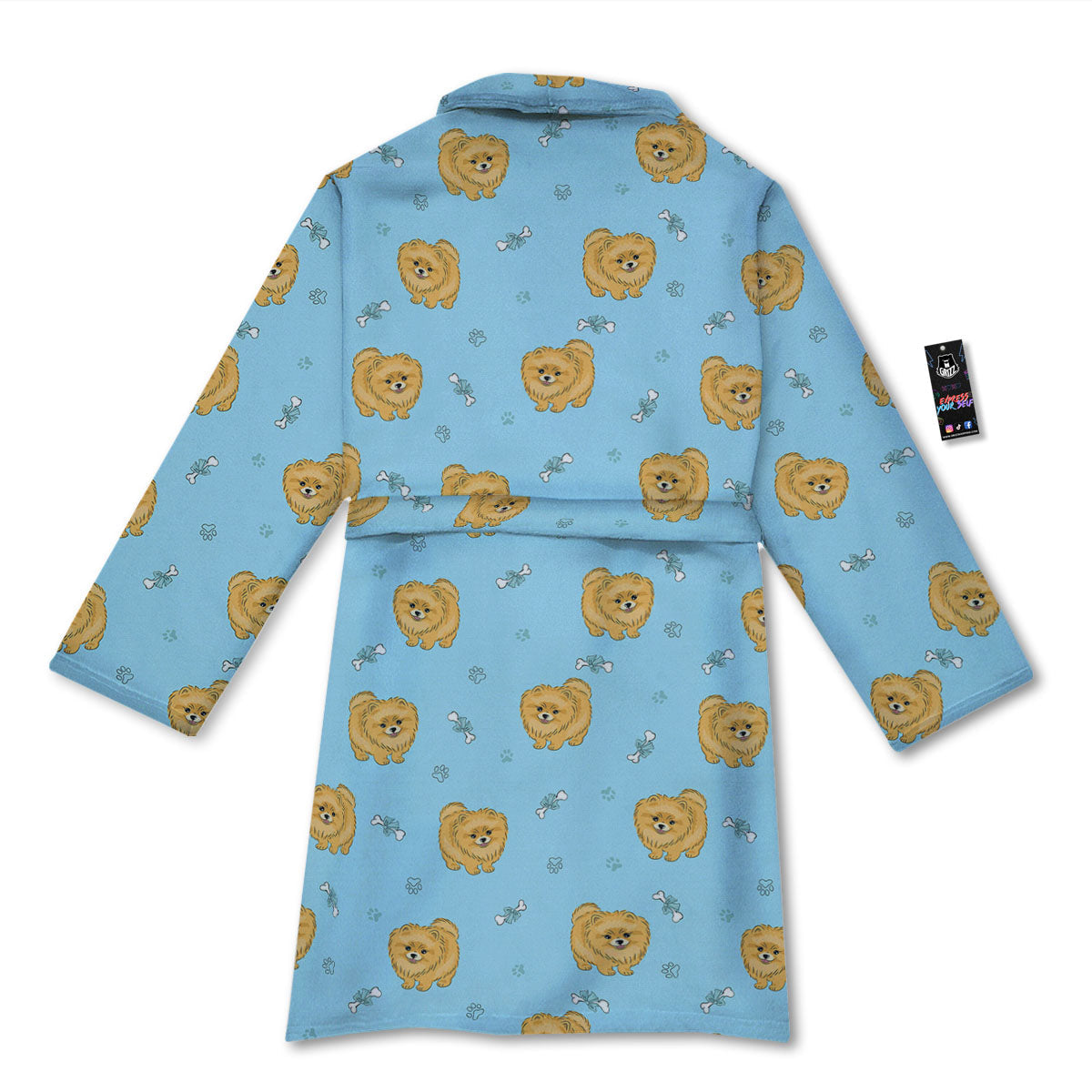 Pomeranian Little Print Pattern Bathrobe-grizzshop